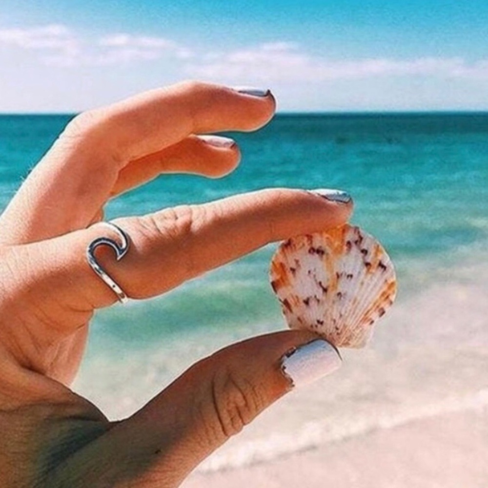 Ocean Wave Beach Faux Silver Ring - Picture 6 of 6